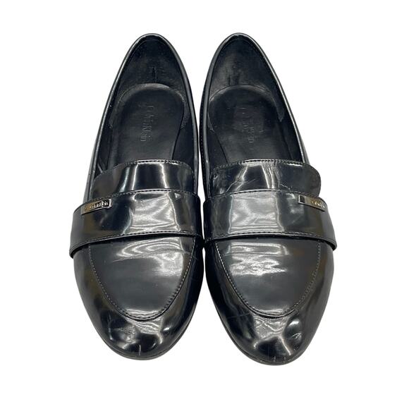 Calvin Klein 90s  Black Patent Leather Slip On Block Heel Loafer Women 8M - Picture 6 of 10